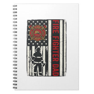 Vater als Feuerwehrmann mit distressed Flagge Vekt Notizblock