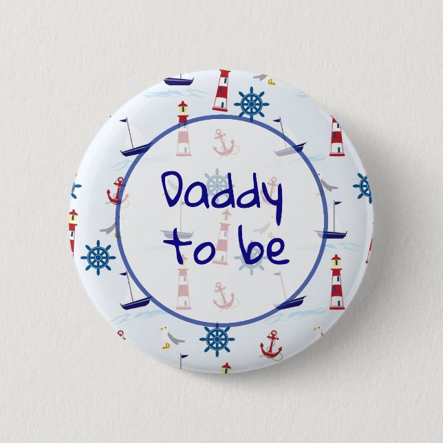 Vater als Nautical Baby Showknopf Button (Vorderseite)