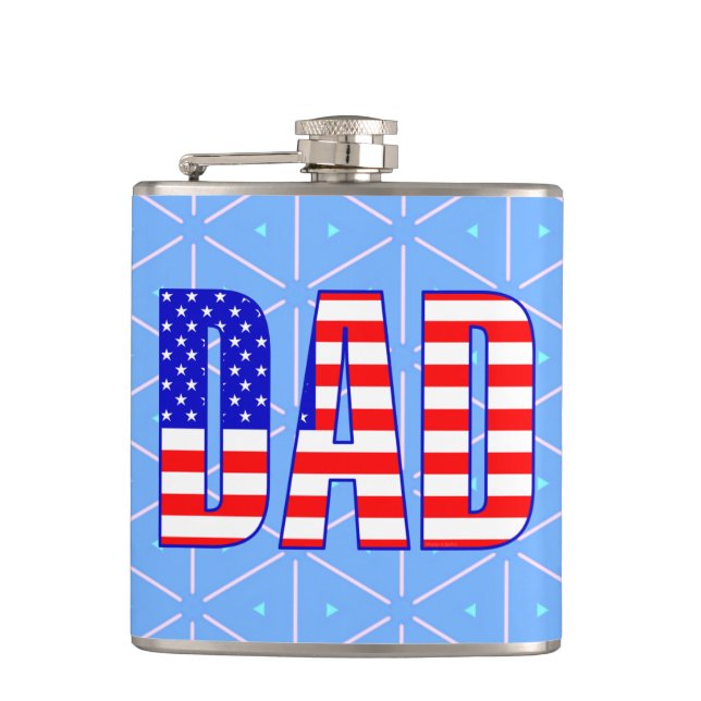Vater Amerikanischer Flag Gemusterter Text Flachmann (Vorderseite)