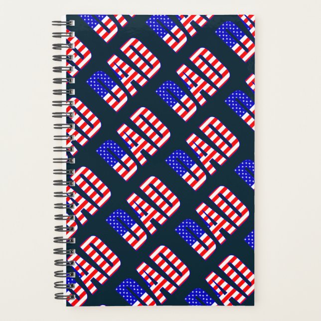 Vater Amerikanischer Flag Gemusterter Text Planer (Vorderseite)