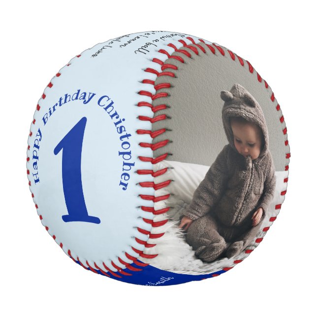 Vater an Kind Geburtstagswunsch Baseball (Schrägansicht)