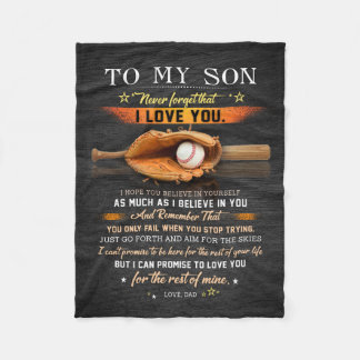 Vater an meinen Sohn glaubt an euch selbst Basebal Fleecedecke