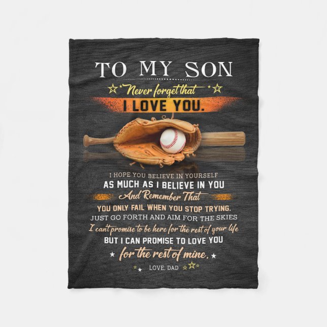 Vater an meinen Sohn glaubt an euch selbst Basebal Fleecedecke (Vorderseite)
