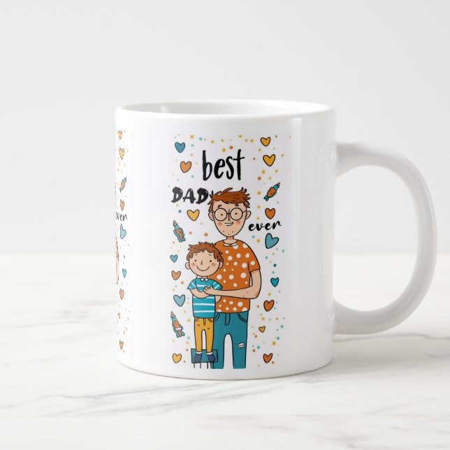 Vater anzeigen Bester Vater für immer Jumbo-Tasse (Rechts)