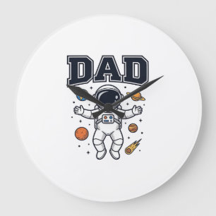 Vater Astronaut Weltraum Vektor-Shirt-Design_1 Große Wanduhr