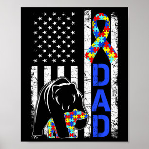 Vater Autismus Bewusstsein Amerikanischer Flaggenf Poster