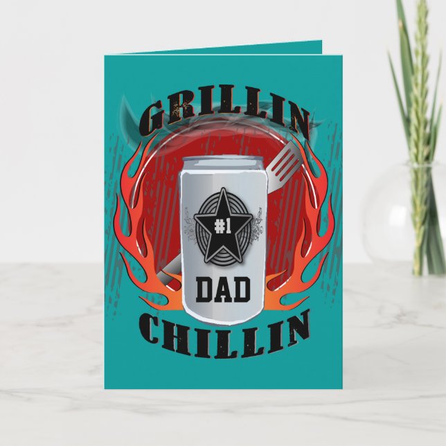 Vater Barbecue Grillin und Chillin Card Karte (Vorderseite)