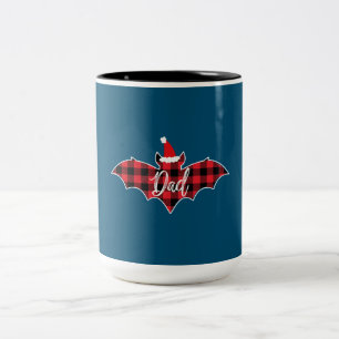 Vater Bat Christmas Papa Pajama Roter Kariert Buff Zweifarbige Tasse