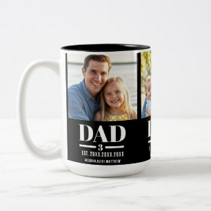 Vater Begr. Jahr Name Nummer 3 Foto Fette Schrift Zweifarbige Tasse