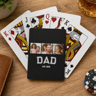 Vater Begründete Elegante 3 Foto Geschenke Schwarz Spielkarten