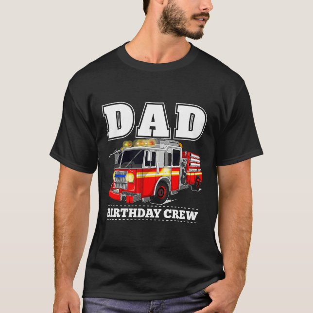 Vater Birthday Fire Truck Feuerwehrmann Party Shir T-Shirt (Vorderseite)