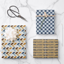 Vater Birthday Wrapping Paper Flat Sheet Set 3 Geschenkpapier Set