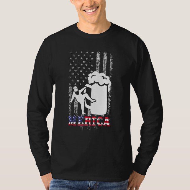 Vater Bod Merica US American Flag Fat Party trinke T-Shirt (Vorderseite)