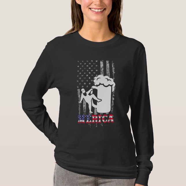 Vater Bod Merica US American Flag Fat Party trinke T-Shirt (Vorderseite)