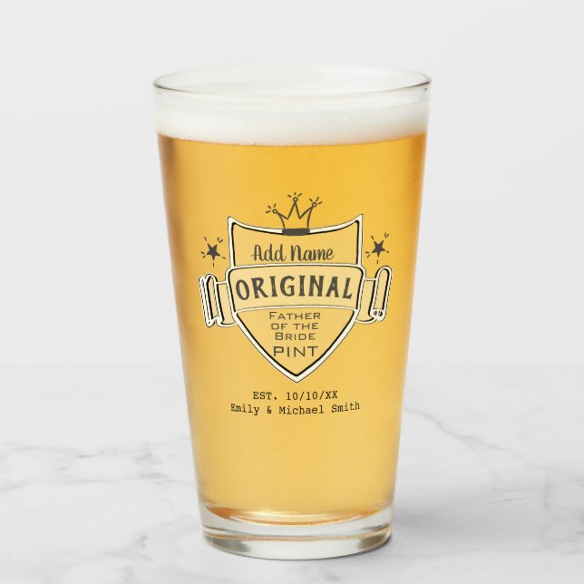 VATER BRIDE - Personalisierte Trauzeugen PINT GLAS (Vorne (Gefüllt))