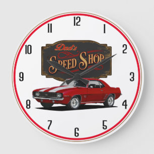 Vater Camaro Speed Shop Große Wanduhr