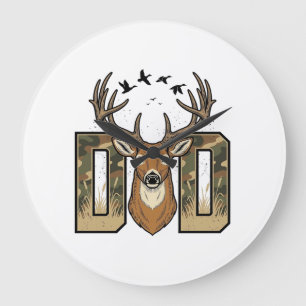 Vater-Camouflage-Hirsch-Vektor-Shirt-Design für di Große Wanduhr