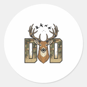 Vater-Camouflage-Hirsch-Vektor-Shirt-Design für di Runder Aufkleber