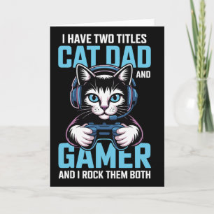 Vater Cat Gamer Lustiger Gaming-Vater Ich habe zwe Karte