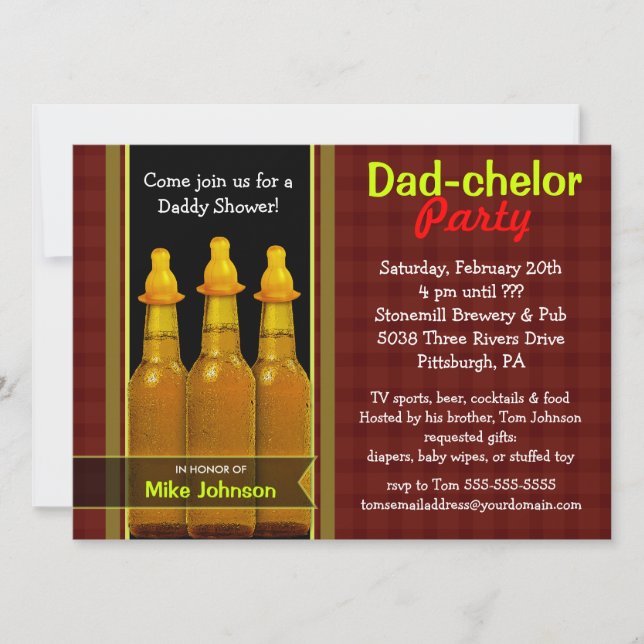 Vater-chelor Party - Vati-Baby-Duschen-Einladungen Einladung (Vorderseite)
