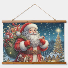 VATER CHRISTMAS (SANTA CLAUSETAPESTRE) WANDTEPPICH MIT HOLZRAHMEN