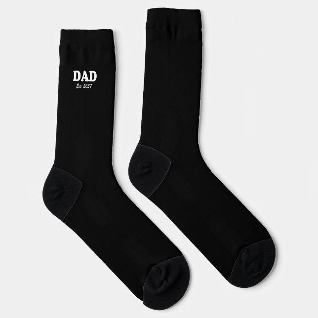 Vater Custom Est Datum moderne Typografie schwarz Socken (Rechts)