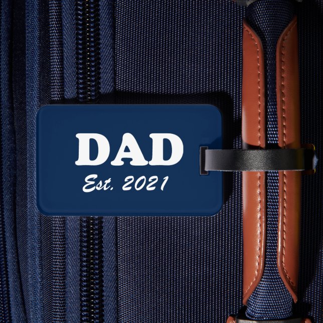 Vater Custom Established Datumsplatz blau weiß, mo Gepäckanhänger (Rückseite Insitu 2)