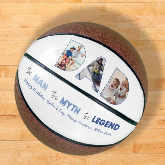 VATER Cutout 3 Foto Collage Man Mythos Legende Basketball (Easily personalize this DAD photo basketball for a Father's day gift he'll treasure)