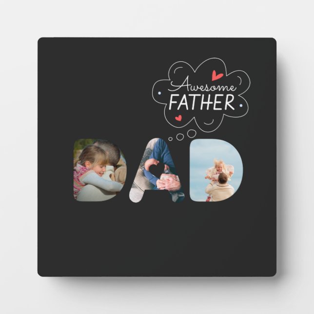 VATER Cutout 3 Foto Collage Personalisiertes Gesch Fotoplatte (Vorderseite)