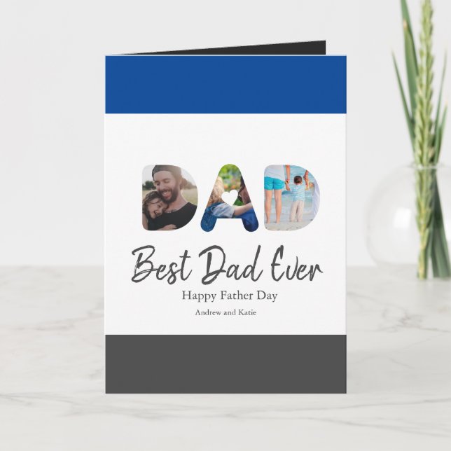 VATER Cutout 3 FotoCollage Personalisiertes Gesche Karte (Vorderseite)