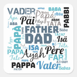 Vater Dad Typografie Wortwolke  Quadratischer Aufkleber