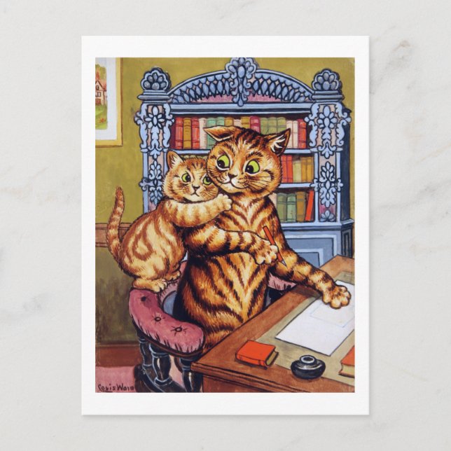Vater(Daddy) Katze, Louis Wain Postkarte (Vorderseite)