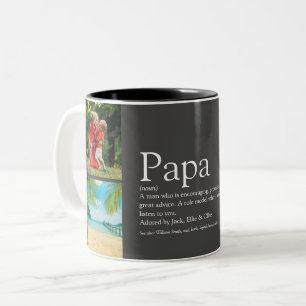 Vater Daddy Papa Definition 4 Fotocollage Grau Zweifarbige Tasse