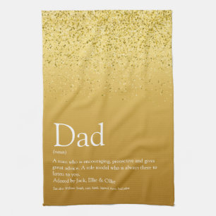 Vater, Daddy, Papa Definition Gold Glitter Geschirrtuch