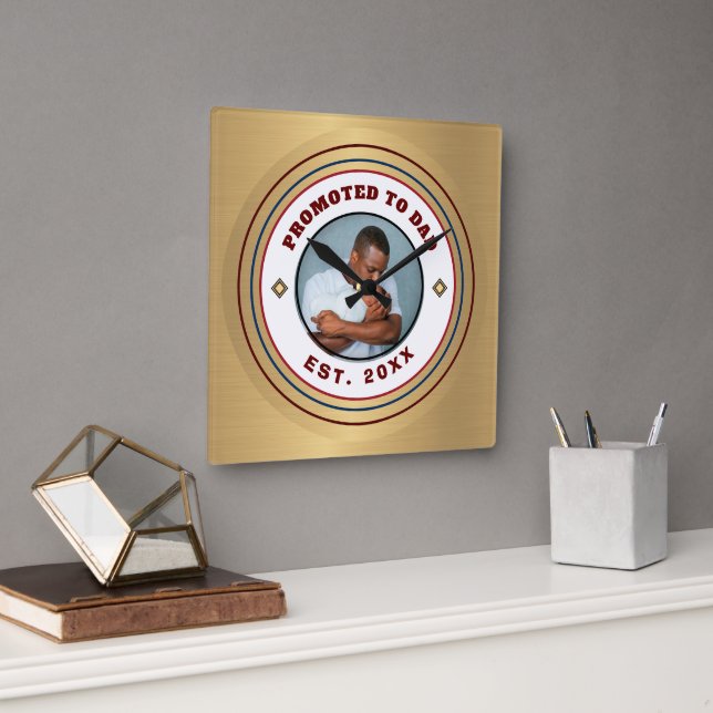 Vater Daddy Pappy Familie personalisieren Quadratische Wanduhr (Büro)