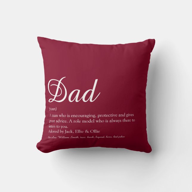 Vater Daddy Pater Papa Definition Skript Burgund Kissen (Vorderseite)