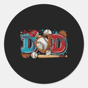 Vater Daddy Vintag Vatertag Ball Softball T-ball Runder Aufkleber