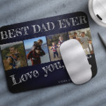Väter Day Foto Collage Bester Papa je Brauch Mousepad<br><div class="desc">BEST VATER EVER fett weiß Typografie auf rustikal dunkelmarineblau Kalkboard Happy Vatertag personalisierte Maus-Pad mit Ihren 4 Fotos,  Ihren Text,  und Ihre Unterschrift.</div>