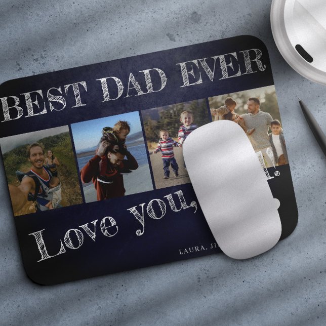 Väter Day Foto Collage Bester Papa je Brauch Mousepad (Von Creator hochgeladen)