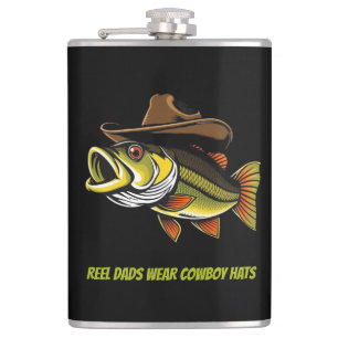 Väter Day Funny Fish mit einem Cowboy-Hut Flachmann