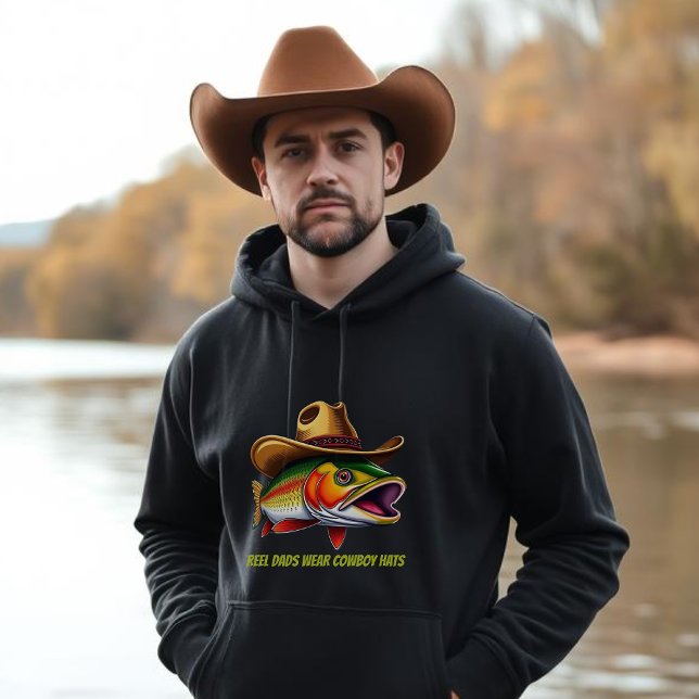 Väter Day Funny Fish mit einem Cowboy-Hut Hoodie (Funny Hoodie for Men Fish wearing a Cowboy Hat Fathers Day Gift Gifts for him)