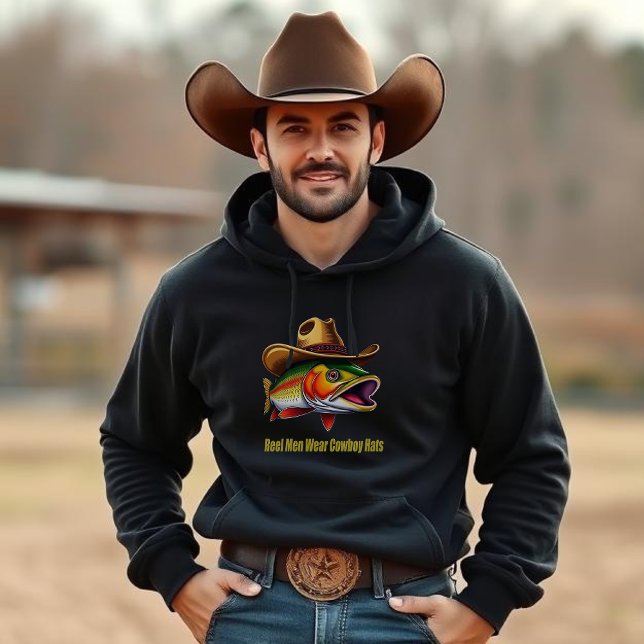Väter Day Funny Fish mit einem Cowboy-Hut T-Shirt (Funny Gift for Him Fish Wearing a Cowboy Hat)
