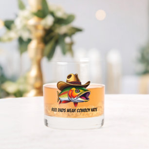 Väter Day Funny Fish mit einem Cowboy-Hut Whiskyglas