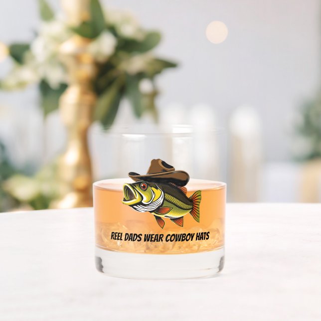 Väter Day Funny Fish mit einem Cowboy-Hut Whiskyglas (Insitu (Hochzeit))