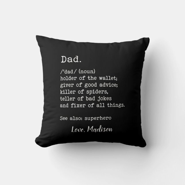 Vater definiert Personalisiertes Vatertagsgeschenk Kissen (Vorderseite)