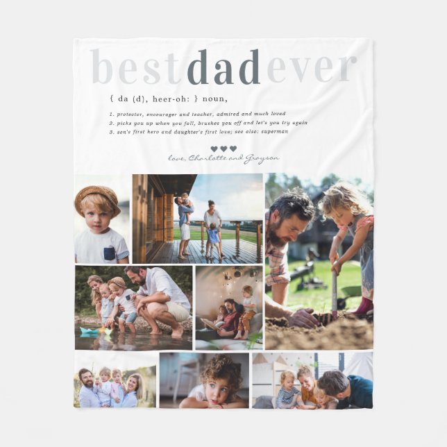 Vater-Definition | 8 FOTO PERSONALISIERT Fleecedecke (Vorderseite)