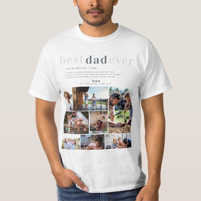 Vater-Definition | 8 FOTO PERSONALISIERT T-Shirt (Vorderseite)
