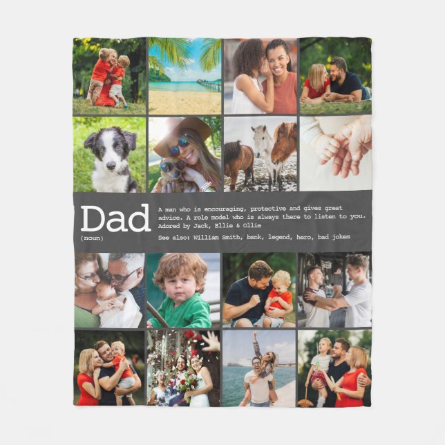 Vater-Definition-BildCollage grau Fleecedecke (Vorderseite)
