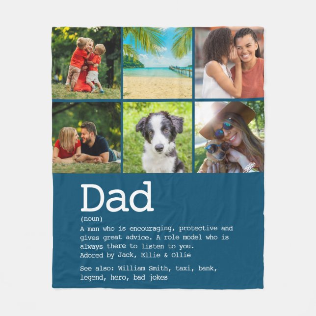 Vater Definition Foto Collage Blue Fleecedecke (Vorderseite)