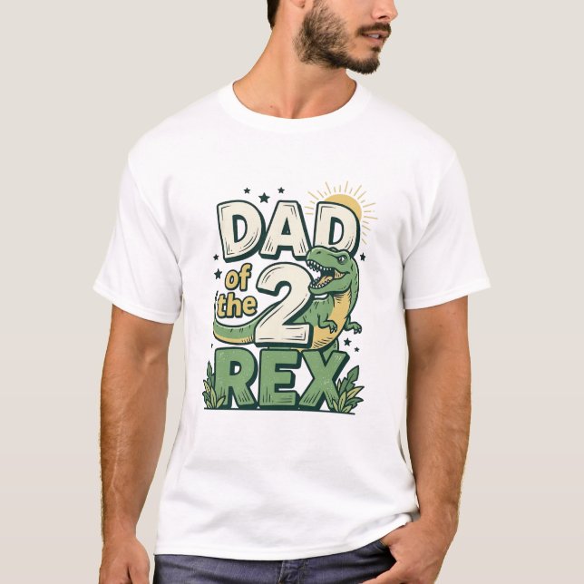 Vater der 2 Rex Dinosaur Vater Shirt Design_1 (Vorderseite)